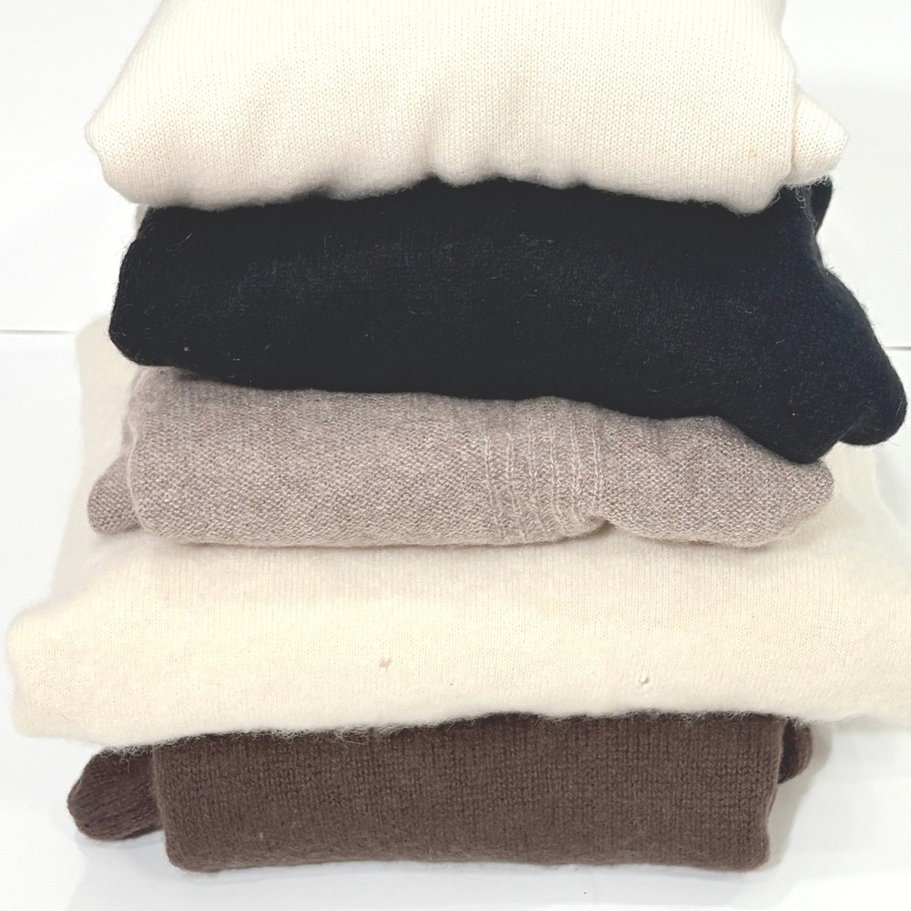 100% Cashmere Lot of 5 Sweater Flawed Bundle Crafters Cutters Fabric DIY Neutral